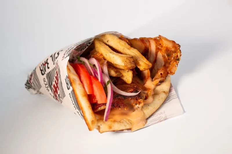Street food gyros at Above the Blue REDDZ